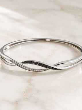 Black & White Diamond Bangle Bracelet